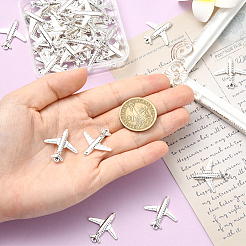 50Pcs Tibetan Style Alloy Airplane Pendants&nbsp;FIND-SC0018-08