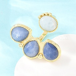 Natural Blue Aventurine & Natural Aquamarine Cuff Rings&nbsp;GG-G001-03G-07