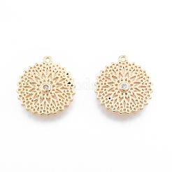 Brass Micro Pave Clear Cubic Zirconia Pendants&nbsp;KK-F841-09G