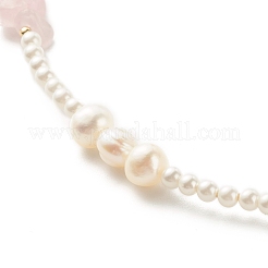 Natural Rose Quartz Chip Beaded Necklace for Girl Women&nbsp;NJEW-TA00016-02