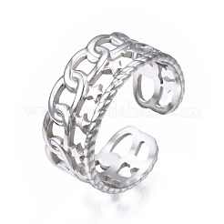 Non-Tarnish 304 Stainless Steel Star Open Cuff Ring&nbsp;RJEW-T023-03P