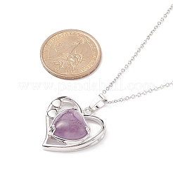 Heart Natural Mixed Stone Pendant Necklaces&nbsp;NJEW-JN03968