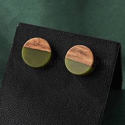 Opaque Resin & Walnut Wood Stud Earrings&nbsp;EJEW-N017-008-B08