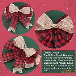 AHADEMAKER 3Pcs 2 Style Tartan Pattern Linen Type Cloth Bowknot Display Decoration&nbsp;AJEW-GA0004-38A