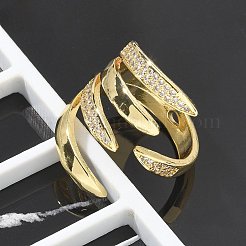 Brass Micro Pave Clear Cubic Zirconia Cuff Rings&nbsp;LS-RJEW-M029-03G