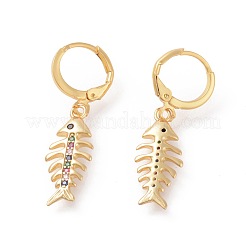 Brass Micro Pave Cubic Zirconia Dangle Hoop Earrings &nbsp;EJEW-F233-09G