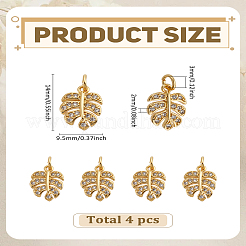 4Pcs Brass Micro Pave Cubic Zirconia Charms&nbsp;KK-LP0004-09G