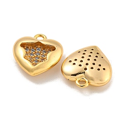 Brass Micro Pave Clear Cubic Zirconia Pendants&nbsp;KK-U006-07G-02