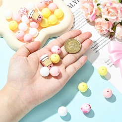 30Pcs 6 Styles Round Silicone Focal Beads&nbsp;SIL-YW0001-99