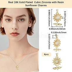 6Pcs Rack Plating Brass Micro Pave Cubic Zirconia Pendants&nbsp;KK-BBC0020-64