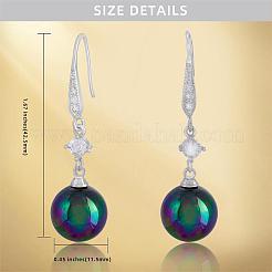 Pearl Earrings with Cubic Zirconia White Freshwater Shell Pearl Dangle Hook Earrings Stud Round Ball Drop Hoop Earrings Brass Jewelry Gift for Women&nbsp;JE1097C