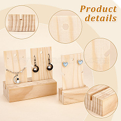 2 Sets 2 Style Rectangle Wooden Earring Card Display Stands&nbsp;EDIS-PH0001-41