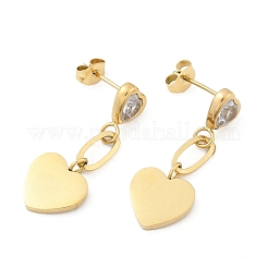 304 Stainless Steel Cubic Zirconia Stud Earrings&nbsp;EJEW-M070-20G-01