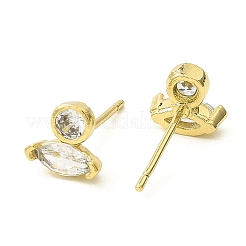 Real 18K Gold Plated Brass Horse Eye Stud Earrings&nbsp;EJEW-L270-19G-02