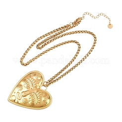 304 Stainless Steel Embossed Human Face Pendant Wheat Chain Necklaces&nbsp;NJEW-P430-03B-G