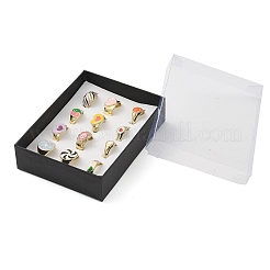 Mixed Style Alloy Enamel Finger Rings for Women&nbsp;RJEW-MSMC002-16