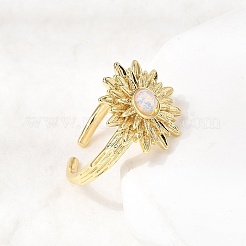 Brass Resin Cuff Rings for Women&nbsp;RJEW-K312-06G