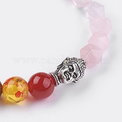 Natural Rose Quartz Stretch Bracelets&nbsp;BJEW-JB03951-03