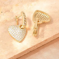 Brass Micro Pave Clear Cubic Zirconia Hoop Dangle Earrings&nbsp;EJEW-G471-30D-G