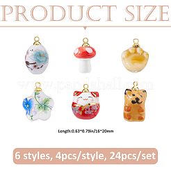 24Pcs 6 Styles Porcelain Pendants&nbsp;PALLOY-FH00169