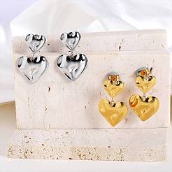 304 Stainless Steel Hammered Heart Dangle Stud Earrings&nbsp;JE1119A