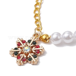 Christmas ABS Plastic Imitation Pearl & Iron Curb Chains Link Bracelets&nbsp;BJEW-JB11276