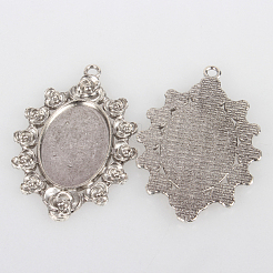 Vintage Tibetan Style Alloy Large Flower Pendant Cabochon Bezel Settings&nbsp;TIBEP-O006-55AS