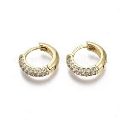Brass Micro Pave Cubic Zirconia Huggie Hoop Earrings&nbsp;LS-EJEW-R144-004E-NF