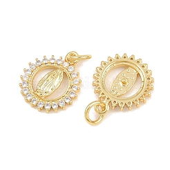 Brass Micro Pave Clear Cubic Zirconia Charms&nbsp;CU-CBAFB88-03G
