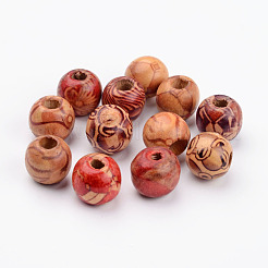 Round Printed Wood Beads&nbsp;X-WOOD-R243-13mm-M2