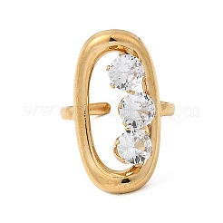 304 Stainless Steel Micro Pave Cubic Zirconia Open Cuff Rings for Women&nbsp;RJEW-K258-12A-G