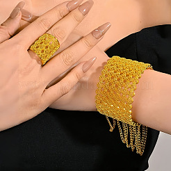 Alloy Chain Tassel Bangles & Cuff Ring Sets&nbsp;FS-WG89C4D-01