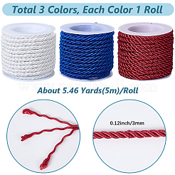 3 Rolls 3 Colors Polyester Cord&nbsp;OCOR-CY0001-25A