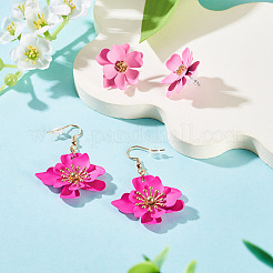 2 Pairs 2 Styles Iron Flower Dangle Earrings and Sweet and Stylish Multi-layer Petal Flower Stud Earrings&nbsp;EJEW-TA0001-80A