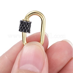 Brass Micro Pave Cubic Zirconia Screw Carabiner Lock Charms&nbsp;ZIRC-E164-08G