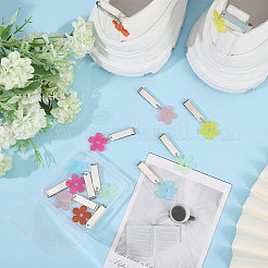 12Pcs 6 Colors Flower Acrylic Shoe Charms&nbsp;HJEW-CA00022