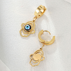 Stylish 201 Stainless Steel Palm Evil Eye Hoop Earrings&nbsp;TY1831