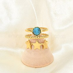 Natural Turquoise Finger Rings&nbsp;LS-RJEW-Q006-01E-G