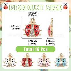 16Pcs 4 Colors Rack Plating Alloy & Rhinestone & Enamel Pendants&nbsp;ENAM-YW0009-12