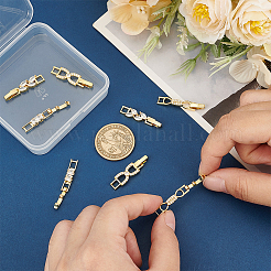 8Pcs 4 Styles Brass Pave Clear Cubic Zirconia Watch Band Clasps&nbsp;KK-OC0001-46G