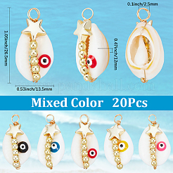 20Pcs Copper Wired Natural Cowrie Shell Pendants&nbsp;FIND-SC0014-75