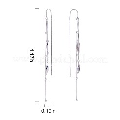 Anti-Tarnish Rhodium Plated 925 Sterling Silver Leaf with Chain Tassel Dangle Earrings&nbsp;JE1042A