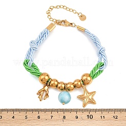 304 Stainless Steel & Glass Charm Bracelets&nbsp;BJEW-K247-02G