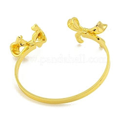 Rack Plating Bowknot Brass Cuff Bangles for Women&nbsp;BJEW-B106-25A-G
