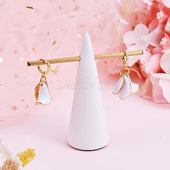 White Enamel Lilies Flower Dangle Hoop Earrings&nbsp;JE970A