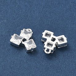 Brass Micro Pave Clear Cubic Zirconia Pendants&nbsp;KK-C168-20S
