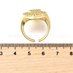 Brass Micro Pave Cubic Zirconia Cuff Rings for Women&nbsp;RJEW-F181-04G