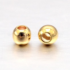 Real 18K Gold Plated Brass Round Spacer Beads&nbsp;X-KK-L147-197-3mm-NR