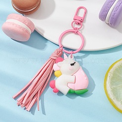 Cartoon PVC Plastic Big Pendants Keychains with Faux Suede Tassel&nbsp;KEYC-JKC00569-02