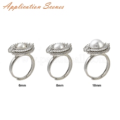 Flat Round Brass Micro Pave Cubic Zirconia Adjustable Ring Settings&nbsp;KK-K297-06P